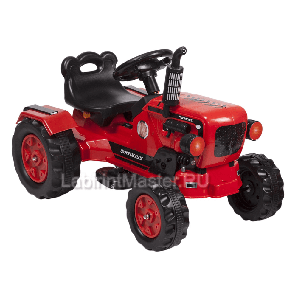 Детский Kreiss трактор с прицепом, красный, 6V