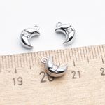 Подвеска Месяц (двухсторонняя!), цвет серебро (родий), фианит, размер 9*6 мм, цена за 1 шт