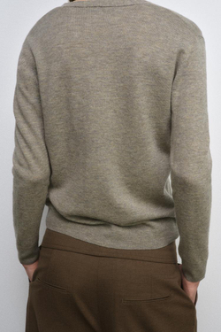 ZARA КАРДИГАН ИЗ 100% СВЕРХМЯГКОЙ ШЕРСТИ, СЕРО-КОРИЧНЕВЫЙ МЕЛАНЖ