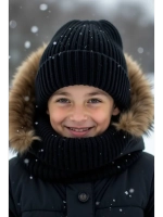 шапка вязаная с отворотом зимняя теплая