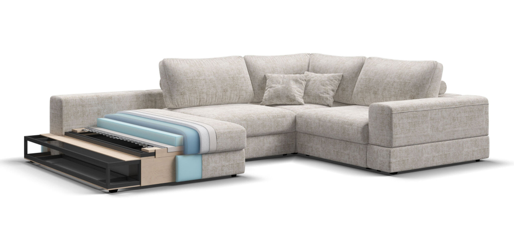 П-образный диван-кровать BOSS MODOOL шенилл IQ кварц