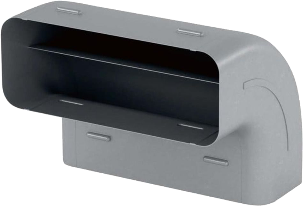 Вертикальное колено 90° для плоских каналов (ширина 227 мм / высота 94 мм), длина 174 мм