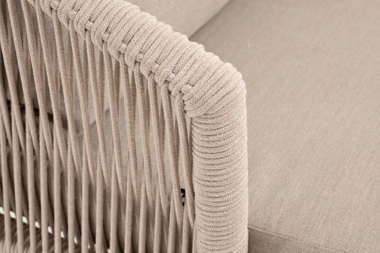 "Верона" кресло плетеное из роупа, каркас алюминий белый муар, роуп бежевый круглый, ткань бежевая 15052