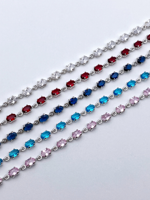 Браслет из серебра/Белый/С фианитом