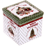 Банка жестяная 9*9*9см «Дед Мороз у ёлки»