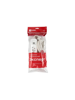 Удлинитель 4х5м 16А IP20 Эксперт 3.5кВт 2хUSB 2.1А ПВС 3х1 PROxima EKF UBA16-2USB-4-05i