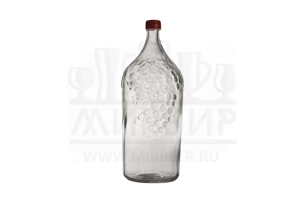 Бутылка стеклянная "Виноград" с пробкой, 2 л