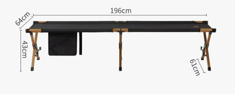 Раскладушка Naturehike XJC03 196х64х43 см, до 150 кг, хаки