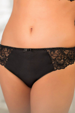 Нежные трусики-стринг с кружевными вставками по бокам (Размер: S) (Цвет: черный)