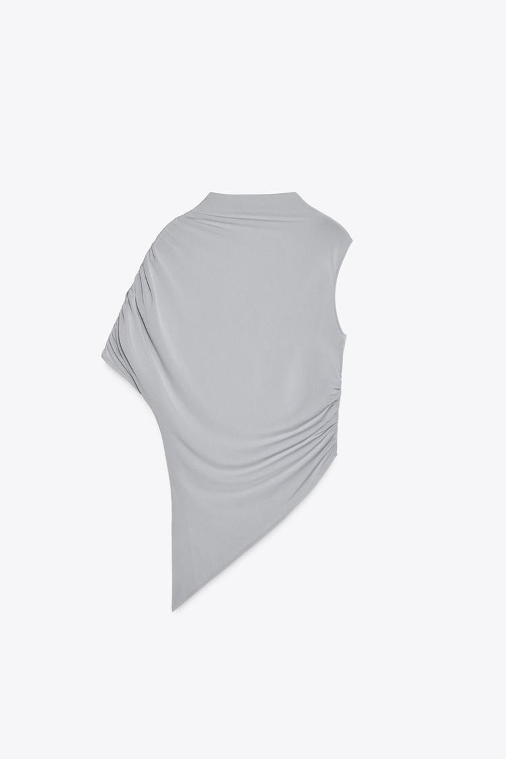 ZARA ТОП АСИММЕТРИЧНОГО КРОЯ, СВЕТЛО-СЕРЫЙ