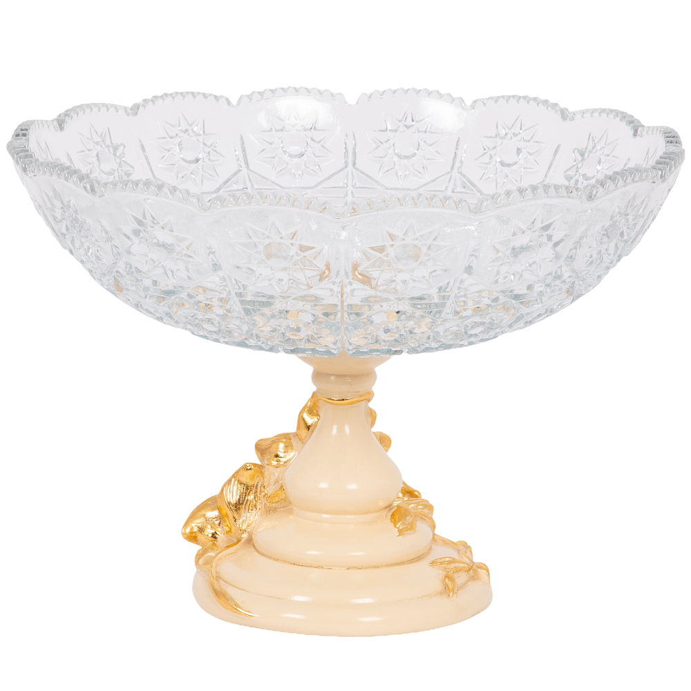 Фруктовница-конфетница Орхидея Лелия со стеклянной чашей 7373 Айвори