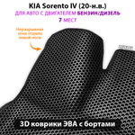 Автомобильные коврики ЭВА с бортами для 3-х рядов KIA Sorento IV (20-н.в.) бензин / дизель, для 7-ми местного авто