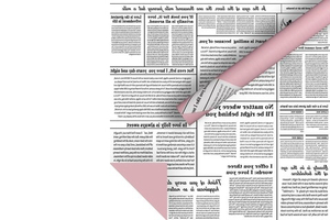 Пленка пастельная "Газета" Нежно-розовая