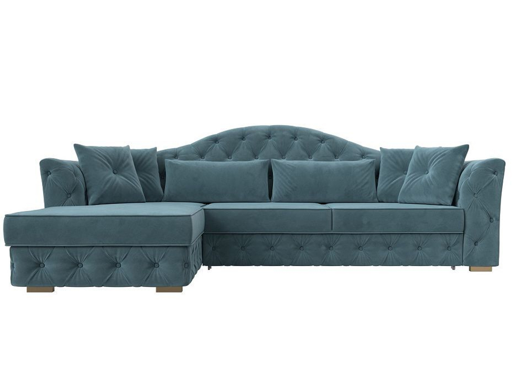 Диван угловой Артис левый угол, Бирюзовый, Велюр, 121583L