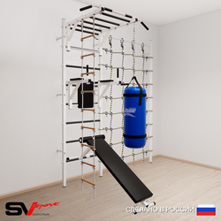 Шведская стенка Sv Sport 55220 (Турник рукоход/Брусья/Скамья/Лестница/Цепь/Мешок 22кг/Канатный лаз)