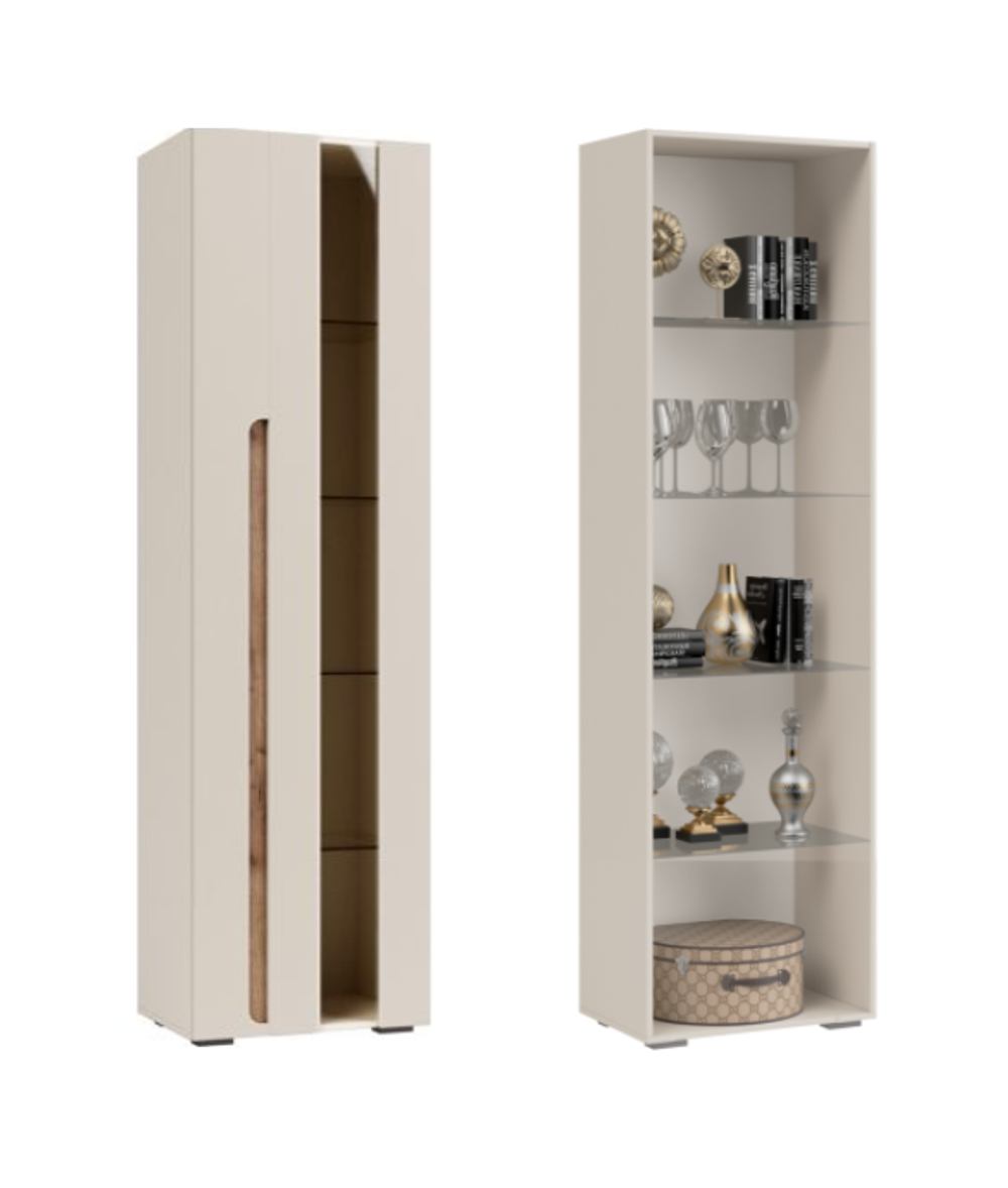 Пенал-витрина левый Валенсия кашемир/софт сантьяго