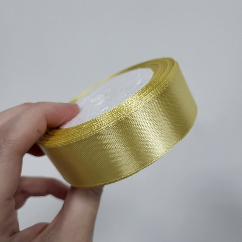 Лента атласная 25 мм Золотистая, 23 м