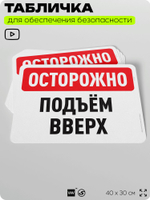 Табличка для обеспечения безопасности "Осторожно, подъем вверх", для офиса, по охране труда для предприятия, организаций, 40х30 см, Silver Plane x Айдентика Технолоджи
