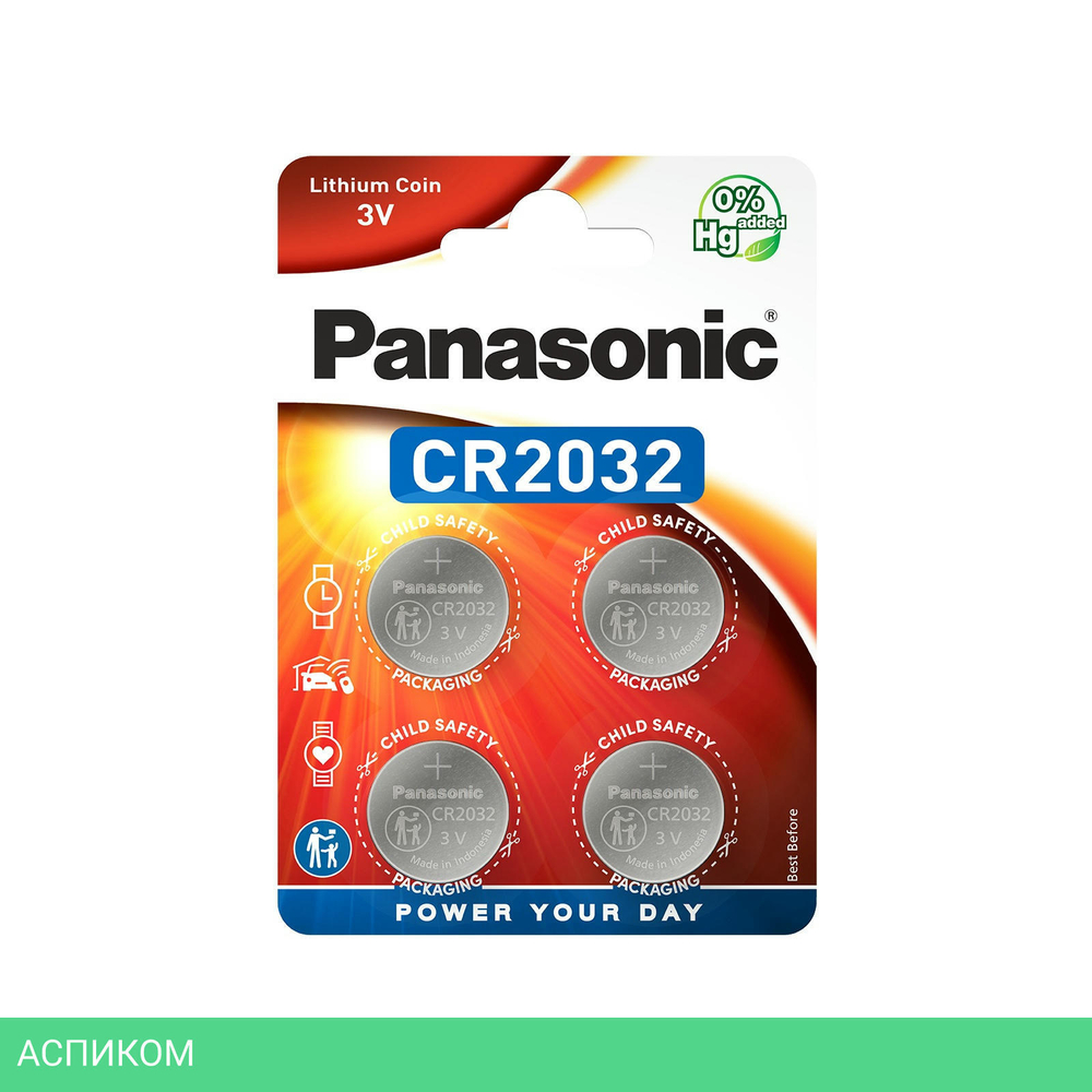 Батарейка Panasonic Lithium CR2032 BL4 (CR-2032EL/4B)