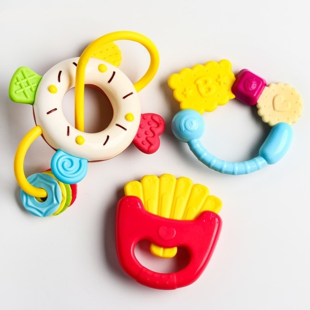 2072836/Набор погремушек (3 шт в упак) с прорезывателями, в/п 21*17,5 см/12
