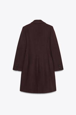 ZARA ПАЛЬТО С ПОДПЛЕЧНИКАМИ ИЗ МЯГКОЙ ТКАНИ, БУРГУНДИ
