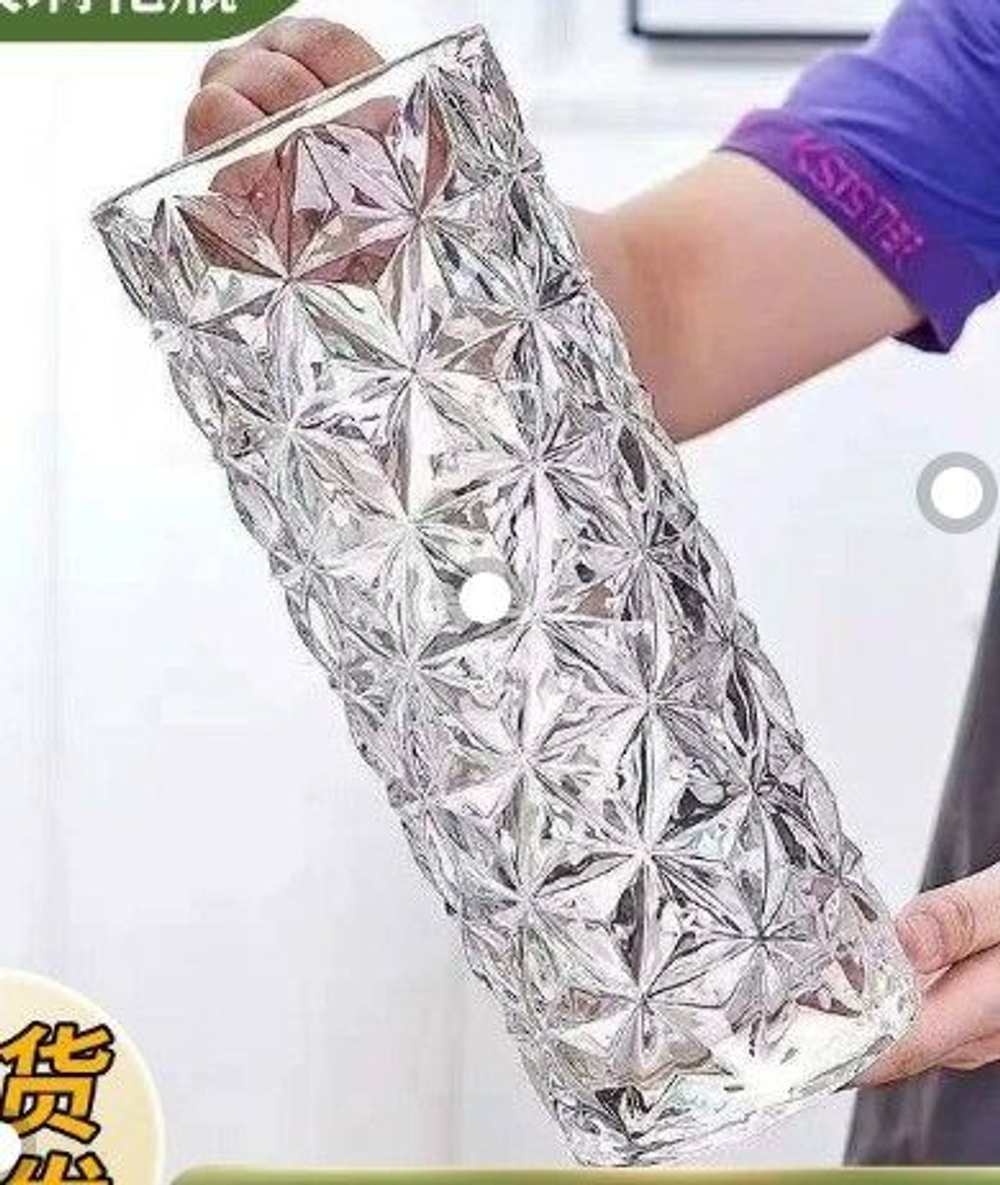 Ваза для цветов и сухоцветов стеклянная серая