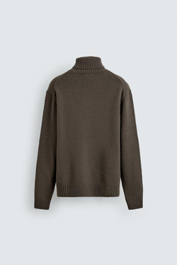 ZARA СВИТЕР С ВЫСОКИМ ВОРОТНИКОМ ИЗ 100% ШЕРСТИ, ХАКИ