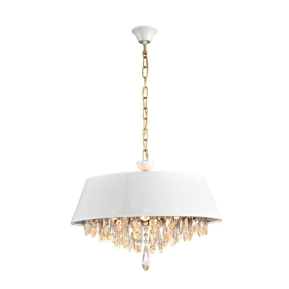 8374/6 CLASSI LN26 118 латунь/белый/прозрачный, металл/текстиль/хрусталь Люстра подвесная E27 6*60W 220V MITRIM