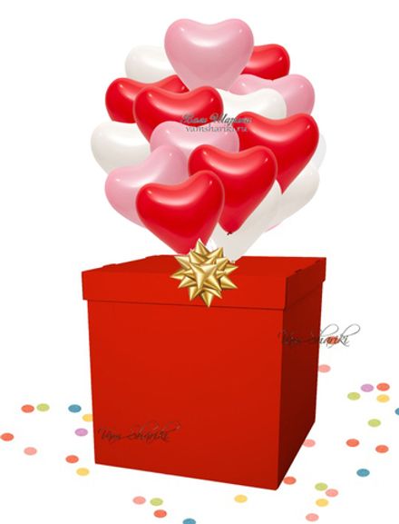 Коробка №6 "Красная на 10 гелиевых шаров"