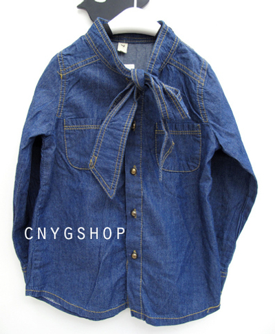 Рубашка детская джинсовая с воротником-аскот