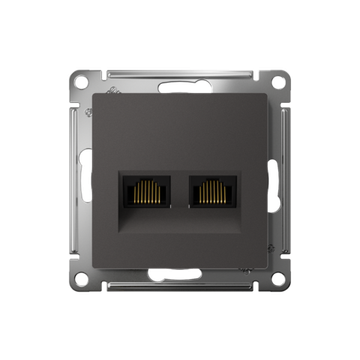 Розетка компьютерная 2-м AtlasDesign RJ45+RJ45 кат.5E механизм базальт SE ATN001485