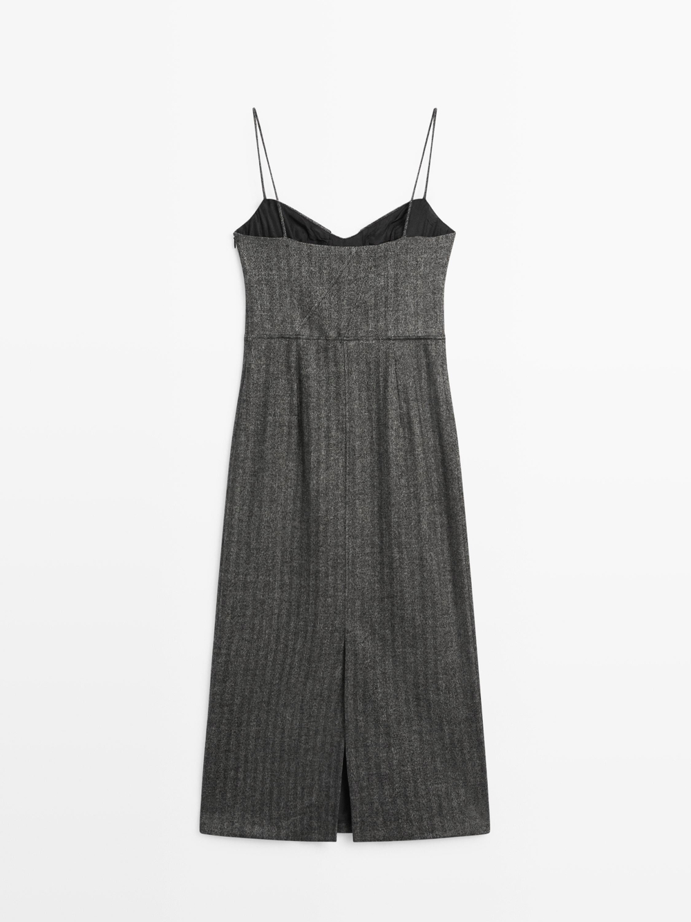 Massimo Dutti Платье миди на бретелях, маренго