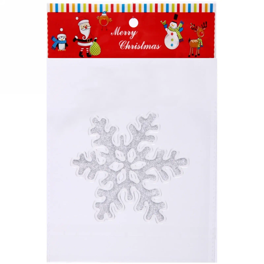 Наклейка на стекло 14*17 см,»Снежинка ажурная», Серебро