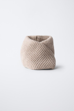 ZARA БАЗОВЫЙ ТРИКОТАЖНЫЙ СНУД, РЫЖЕВАТО-КОРИЧНЕВЫЙ