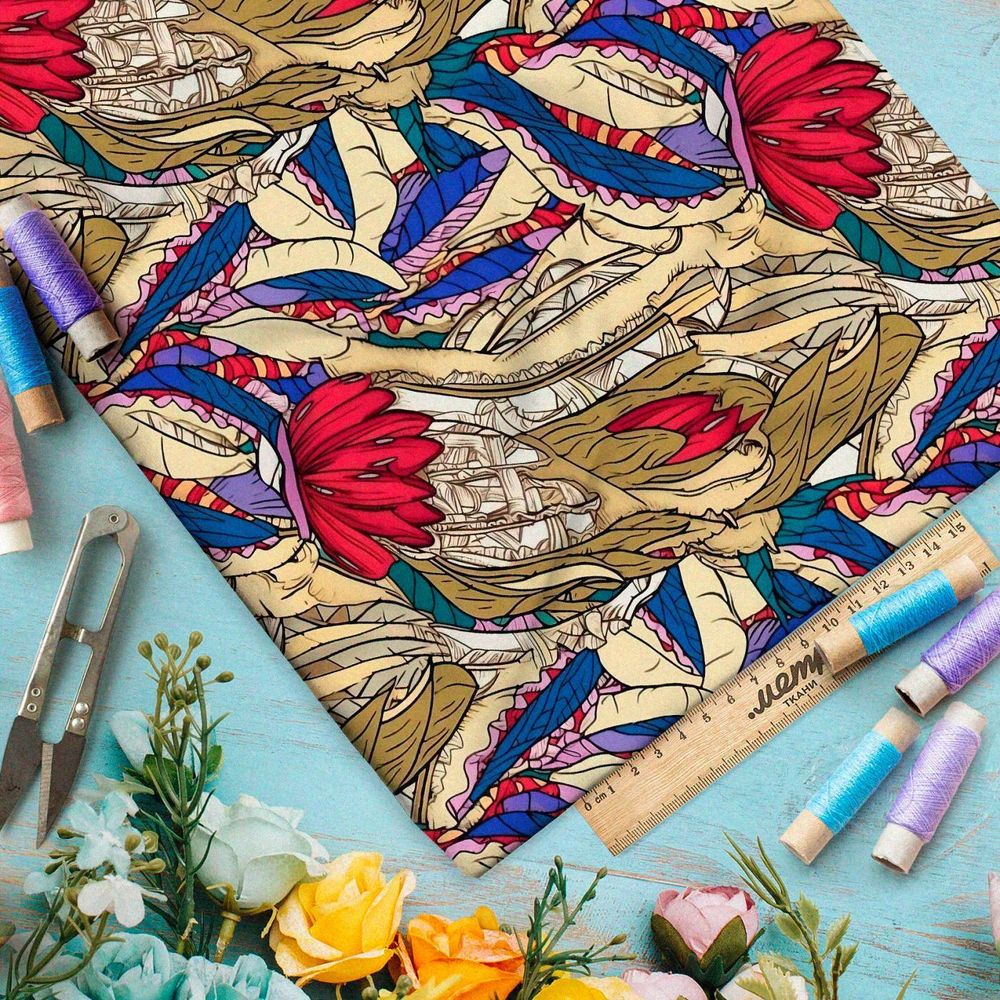 Ткань премиум таффета тайные мотивы