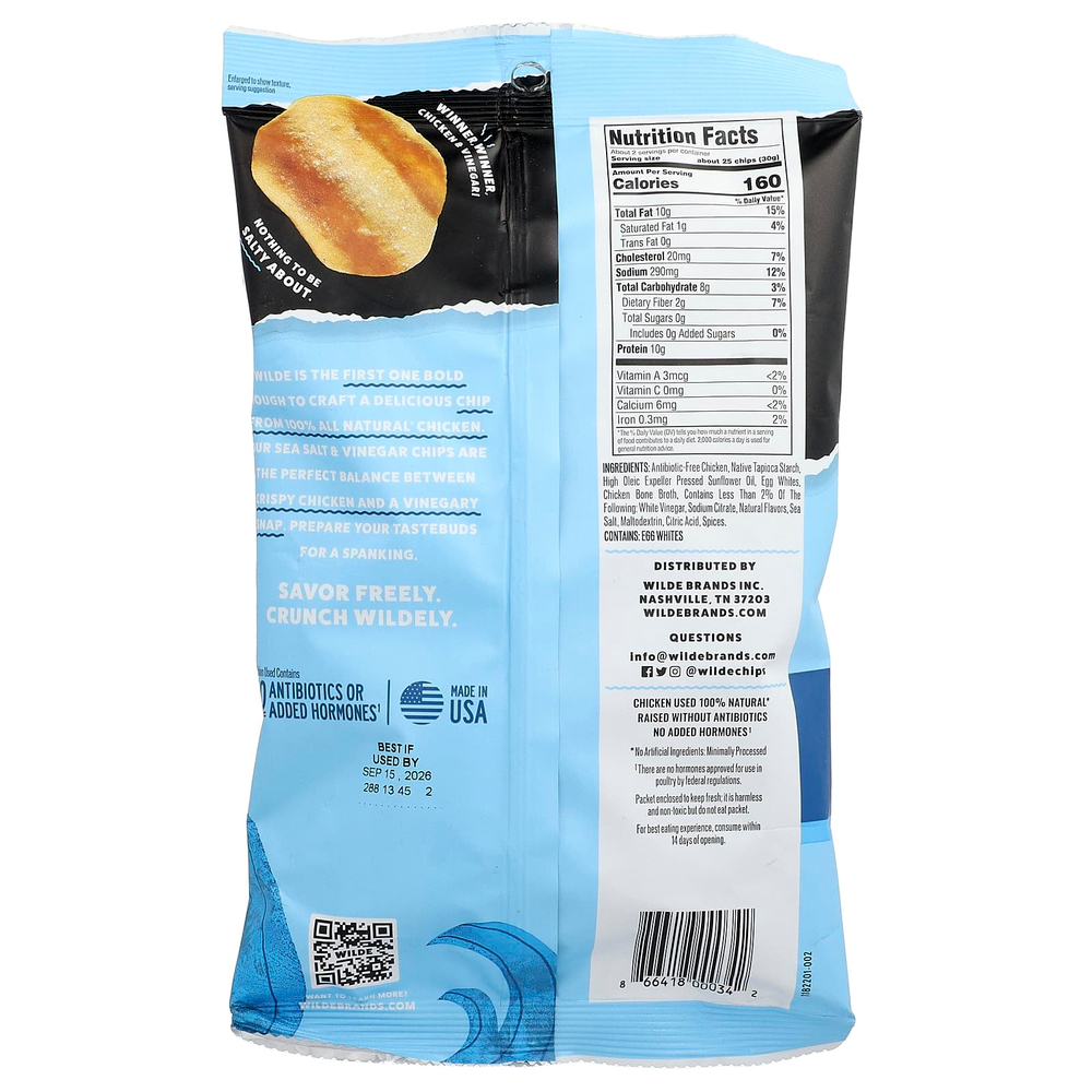 Wilde Brands, Protein Chips®, Sea Salt & Vinegar, 2.25 oz (64 g)