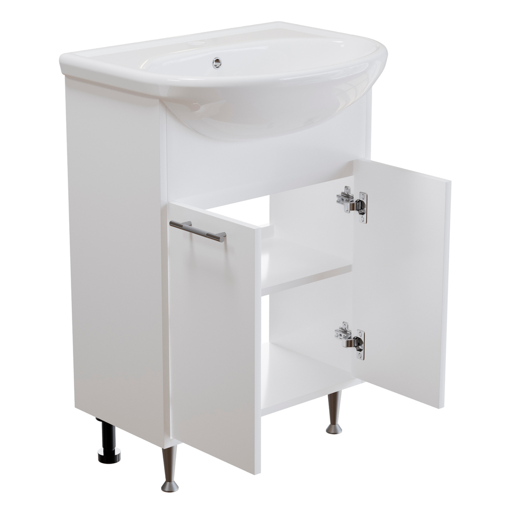 Тумба д/ванной "АлАн-60" белый 2 створки  под раковину Уют-60 (Rosa) (ЛДСП) (разбор)