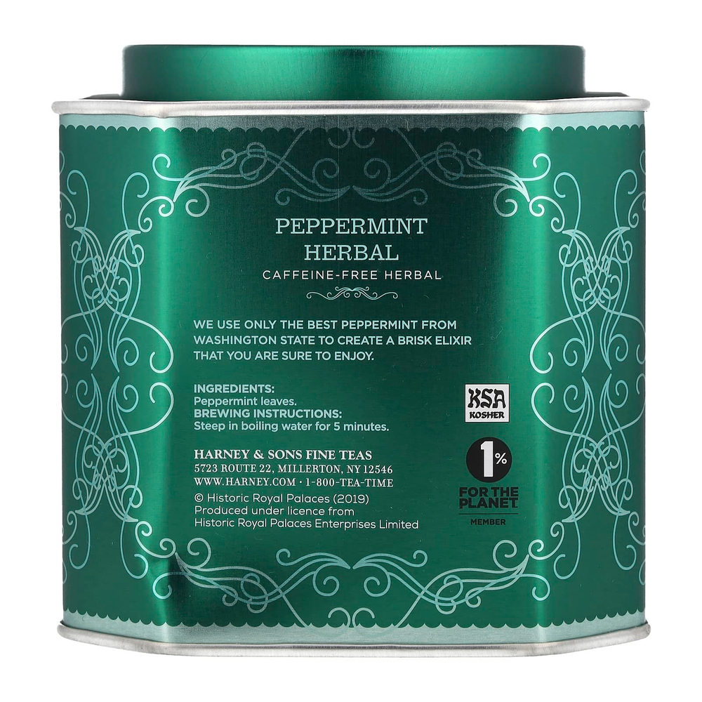 Harney & Sons, травяной чай с перечной мятой, без кофеина, 30 пакетиков, 54 г (1,9 унции)