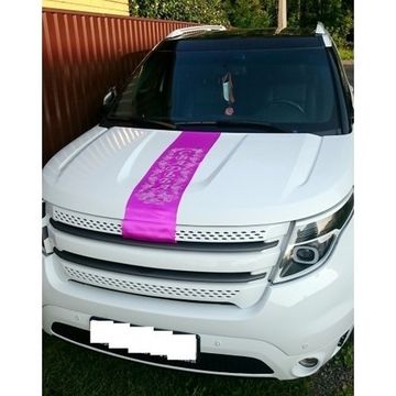 Лента на свадебную машину, капот Свадьба шелк №6462