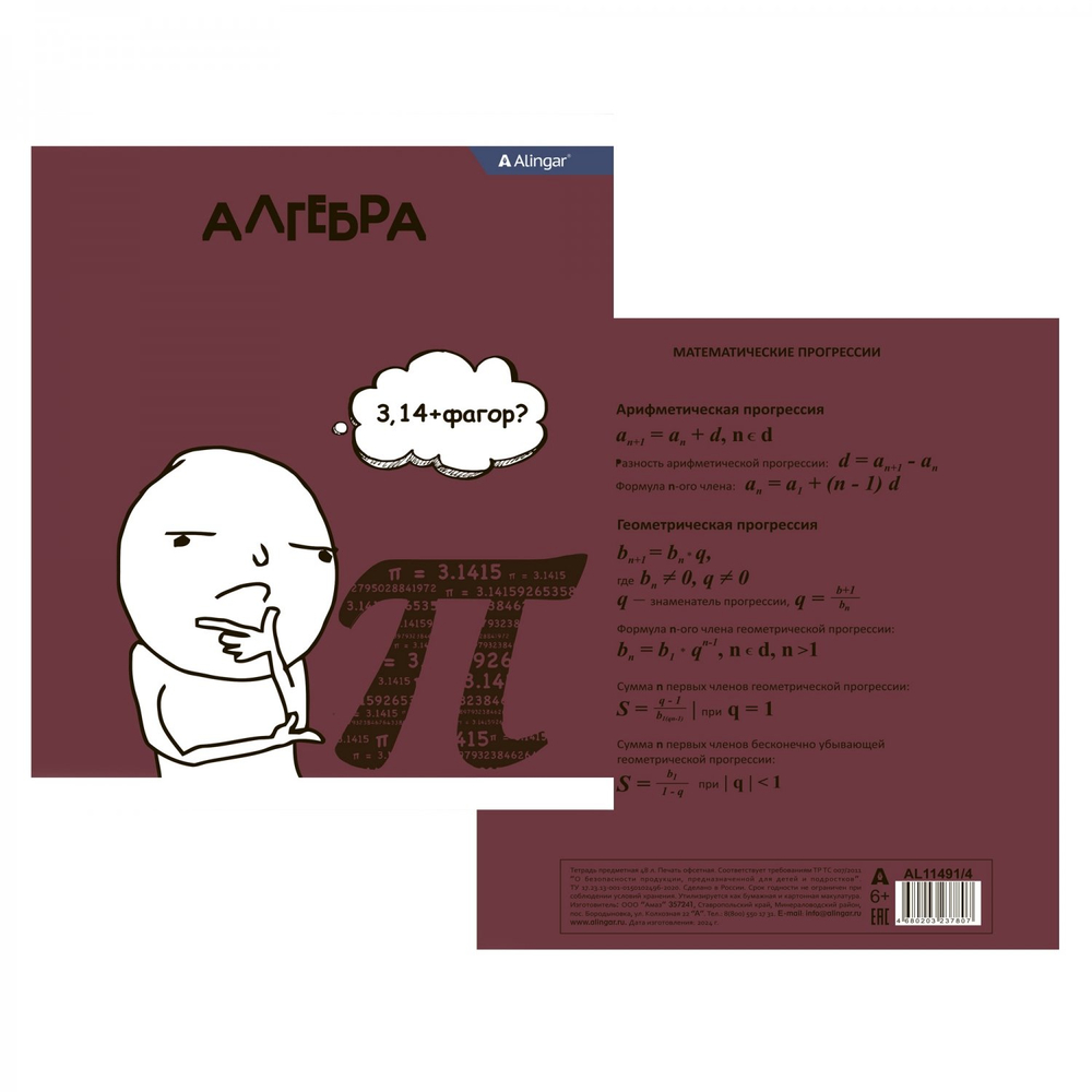 Комплект предметных тетрадей А5 48л., 10 предметов, со справ матер, скрепка, мелов. картон (стандарт), блок офсет, Alingar "Мемы"