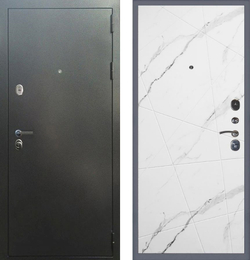 Входная металлическая дверь в квартиру Сенатор Эталон 3К антик серебро Флитта мрамор белый