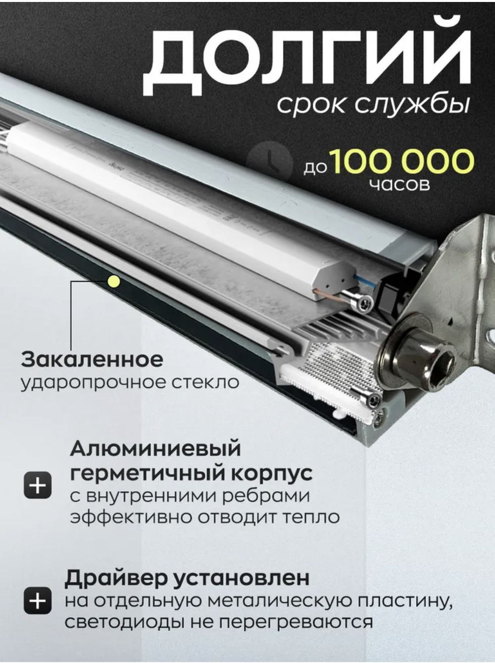 Светодиодный линейный светильник СКС промышленный 30Вт, 3750Лм, 5500К, 220В, IP67, 950х50х50мм, (для автомойки, автосервиса, дитейлинга, гаража)