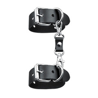 Черные кожаные наручники на застежках Bior Toys Notabu Real Leather NTB-80698