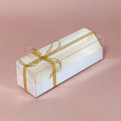 Коробка на 7 макаронс с пластиковой крышкой 19 х 5,5 х 5,5 см, белая