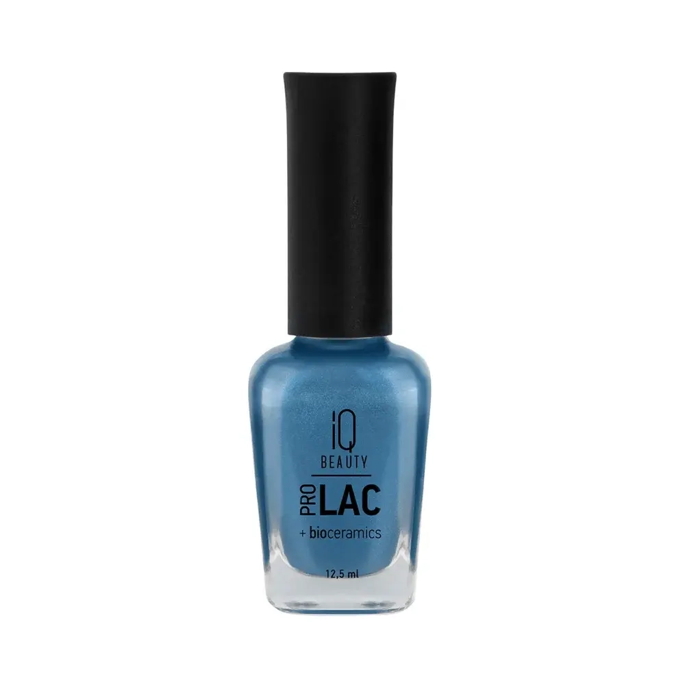 IQ BEAUTY Лак для ногтей профессиональный укрепляющий с биокерамикой #111, 12.5 мл Серо-голубой с перламутром и деликатным голубым шиммером, плотный