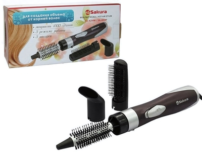 Фен-расческа 1000Вт 3 насадки SA-4204P