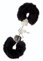 Металлические наручники с чёрной меховой опушкой (Цвет: черный)