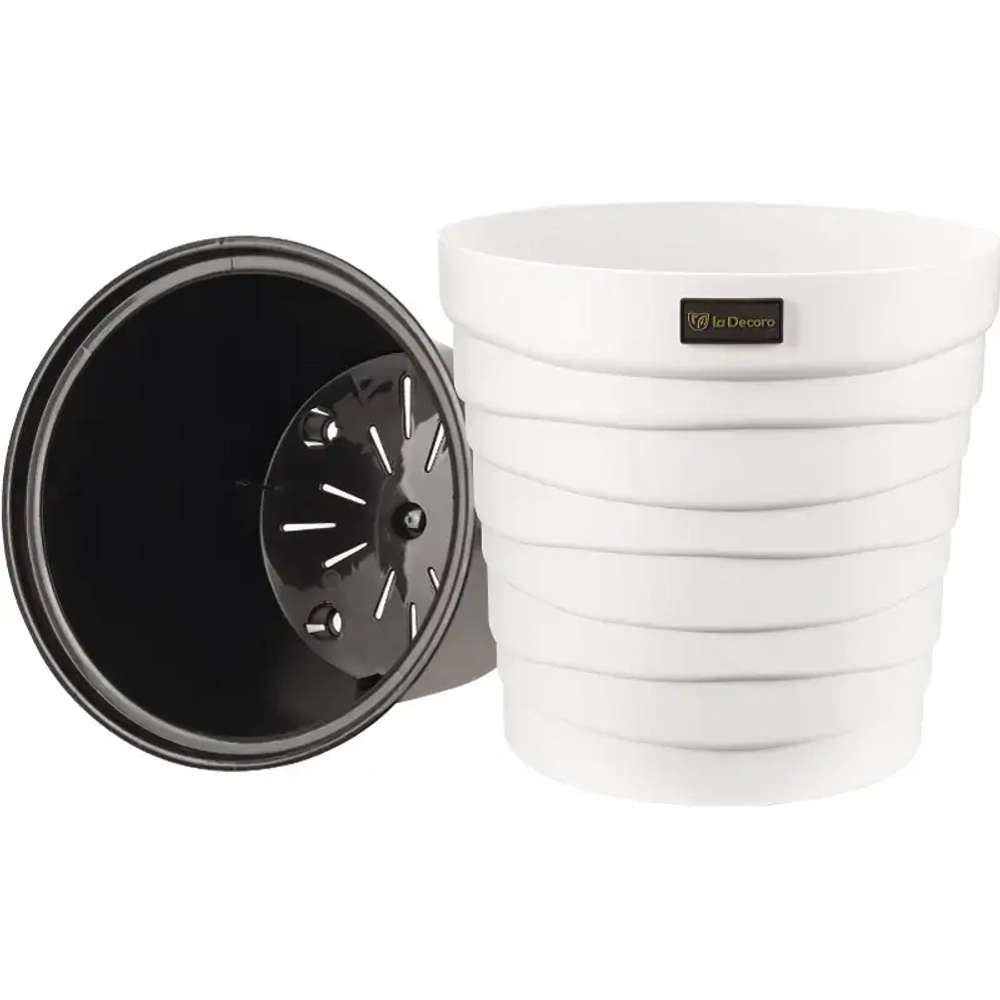 Кашпо для цветов пластиковое 7,5л d-27,1см «Бархан» Белый