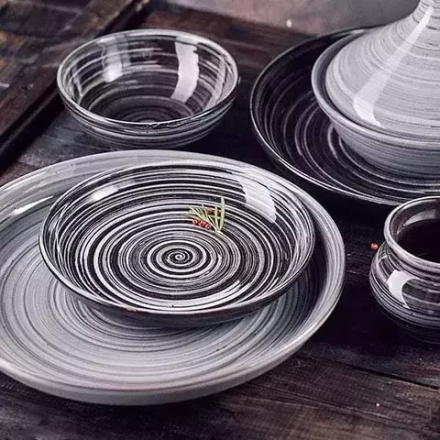 Тарелка глубокая «Пинки» керамика 0,8л D=16см серый