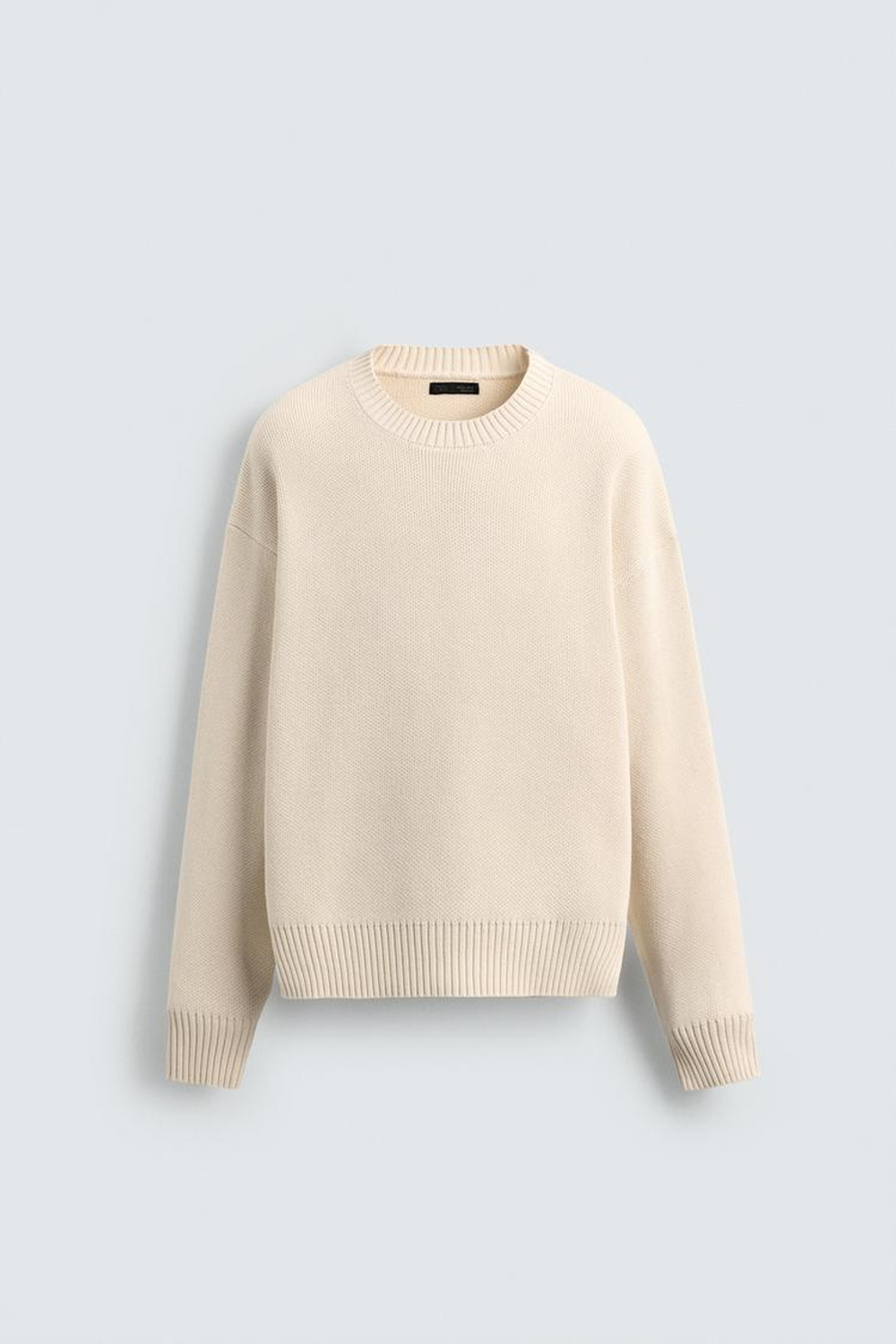 ZARA СВИТЕР ИЗ ХЛОПКА С РЕЛЬЕФНОЙ ТКАНЬЮ, ЭКРЮ